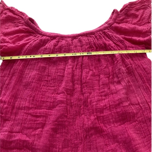 VTG Handmade Crinkled cotton Layered MIDI Shift Dress  Drk Pink - Picture 10 of 14